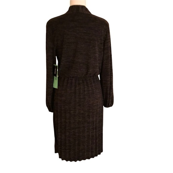 4. NWT Tacera tie neckline heather gray knife pleat long sleeves dress Size PS - Picture 2 of 10